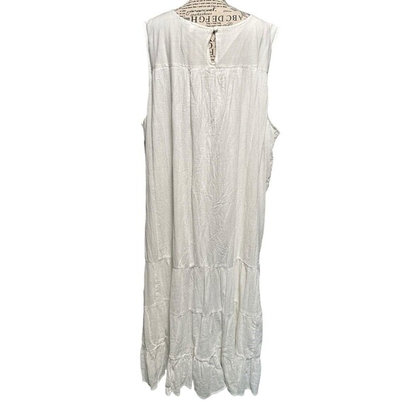 Catherines White Tiered Dress with Lace Neckline Plus 5X Whimsical Romantic - Picture 4 of 7